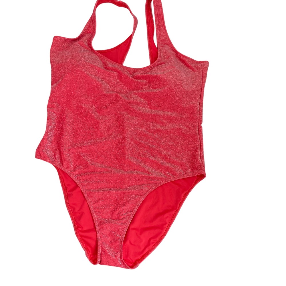 Good American Shimmer One Piece‎ Swimsuit Sparkle Metallic Coral Size 6/ 2XL